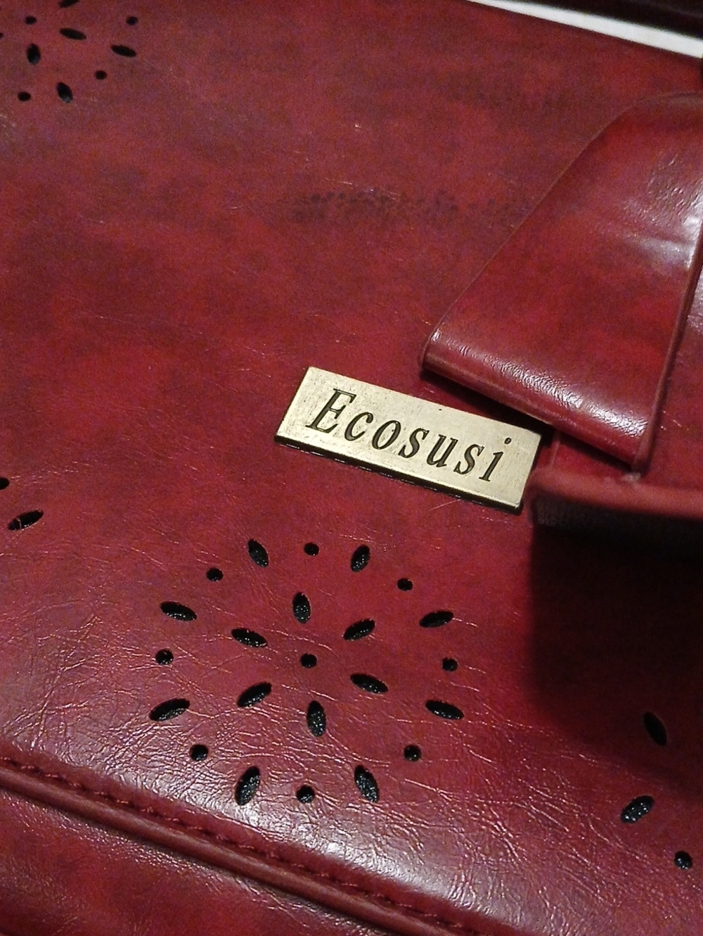 Ecosusi Woman's Briefcase Vegan Red Leather Laptop Bag w/Shoulder Strap w/ Bow